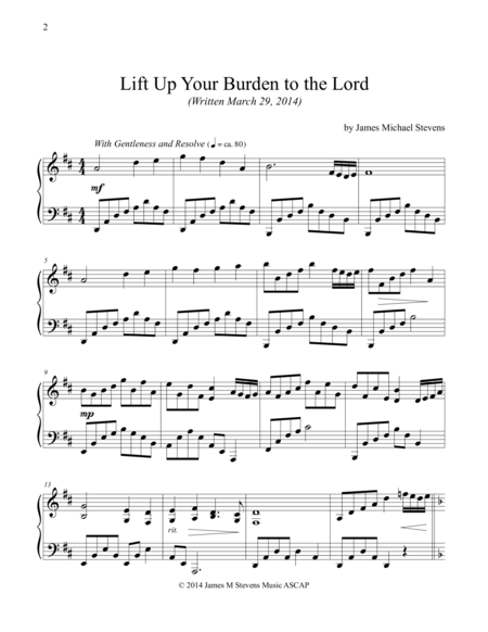 Lift Up Your Burden To The Lord Sheet Music