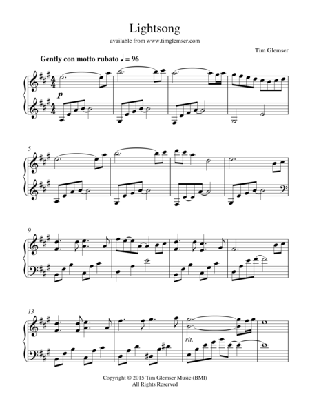 Free Sheet Music Lightsong