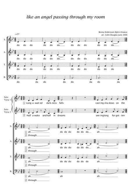 Free Sheet Music Like An Angel Passing Through My Room Satb