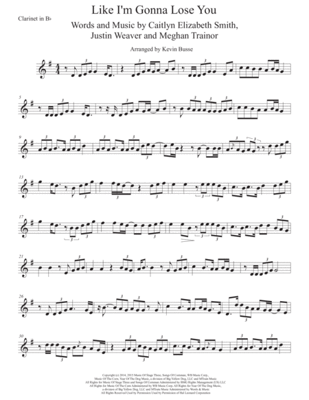 Free Sheet Music Like I M Gonna Lose You Clarinet