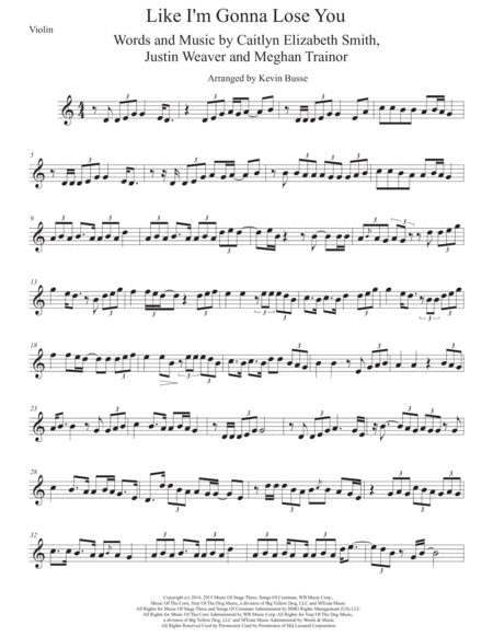 Like I M Gonna Lose You Original Key Violin Sheet Music