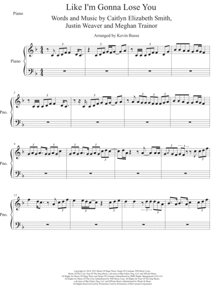 Like I M Gonna Lose You Piano Sheet Music