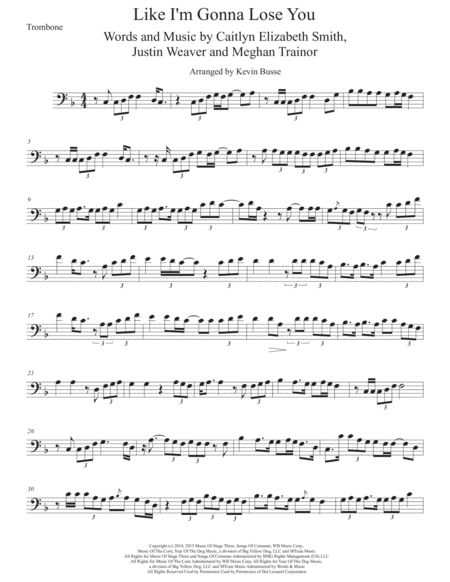 Like I M Gonna Lose You Trombone Sheet Music