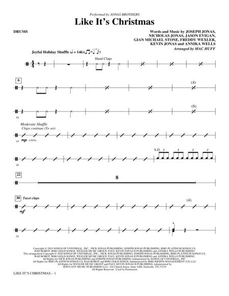 Free Sheet Music Like Its Christmas Arr Mac Huff Drums