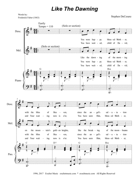 Like The Dawning Sheet Music