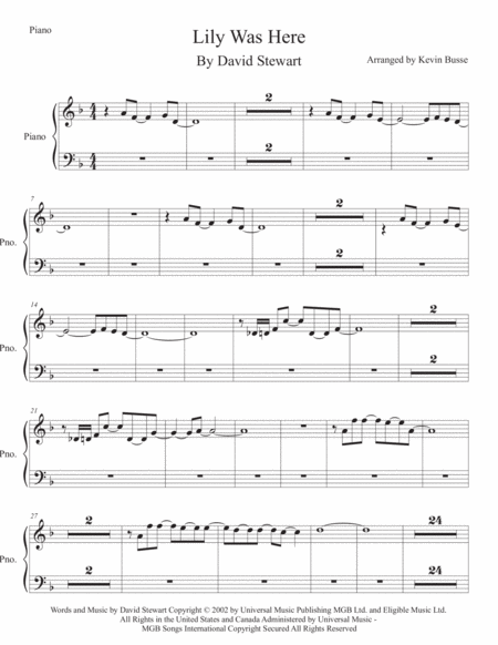 Lily Was Here Piano Sheet Music