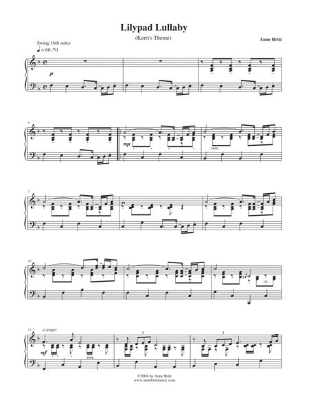 Lilypad Lullaby Kerris Theme Sheet Music