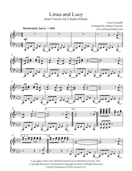 Free Sheet Music Linus And Lucy Full Score From Peanuts