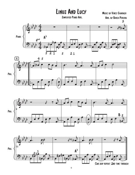 Linus And Lucy Slightly Simplified Piano Arrangement Sheet Music