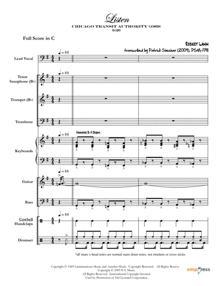 Listen Chicago Full Score Set Of Parts Sheet Music