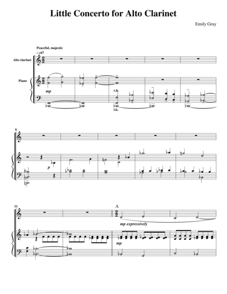 Little Concerto For Alto Clarinet Piano Reduction Sheet Music