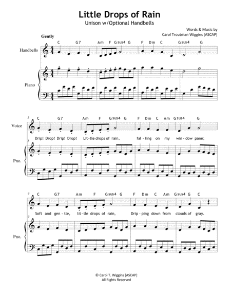 Little Drops Of Rain Unison Sheet Music