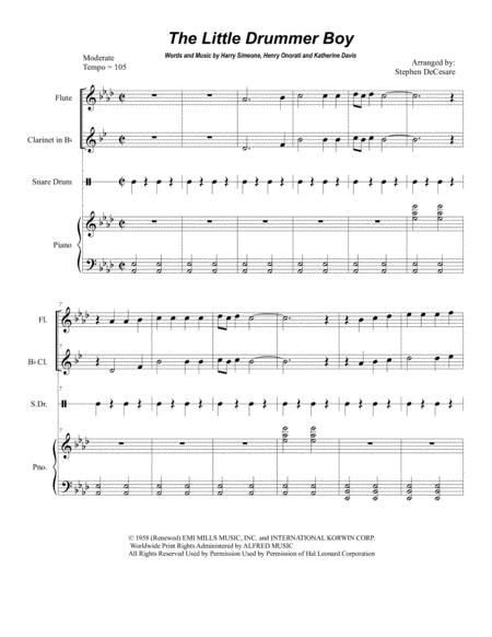 Little Drummer Boy Duet For Flute And Bb Clarinet Sheet Music