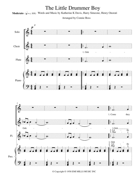 Free Sheet Music Little Drummer Boy With Flute And Piano