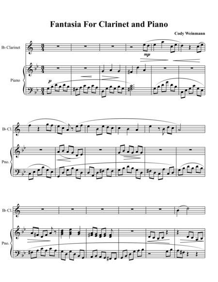 Free Sheet Music Little Fantasia For Clarinet And Piano
