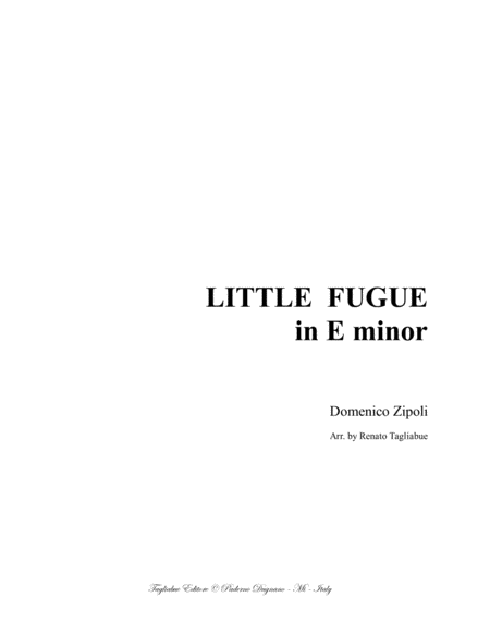 Little Fugue In E Minor Zipoli For Organ Sheet Music