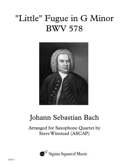 Little Fugue In G Minor Bwv 578 For Saxophone Quartet Sheet Music