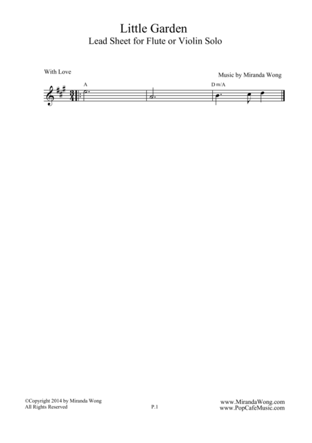 Little Garden Easy Flute Or Violin Solo Sheet Music