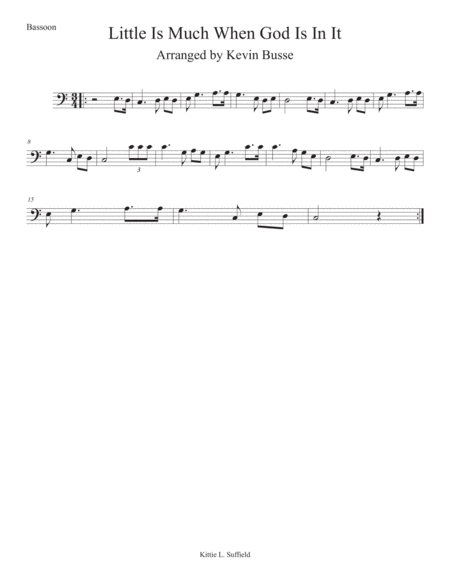 Free Sheet Music Little Is Much When God Is In It Easy Key Of C Bassoon