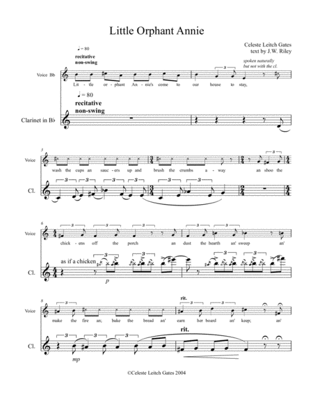 Little Orphant Annie Clarinet Part With Voice In Bb Sheet Music