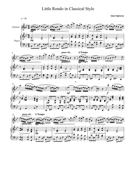 Little Rondo For Clarinet And Piano Sheet Music