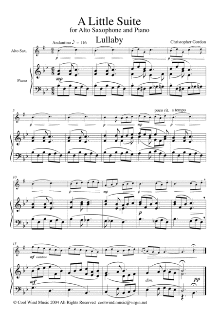 Little Suite For Alto Saxophone And Piano Sheet Music