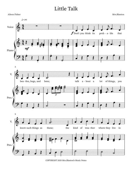 Free Sheet Music Little Talk A Childrens Poem Set To Music With Accompaniment