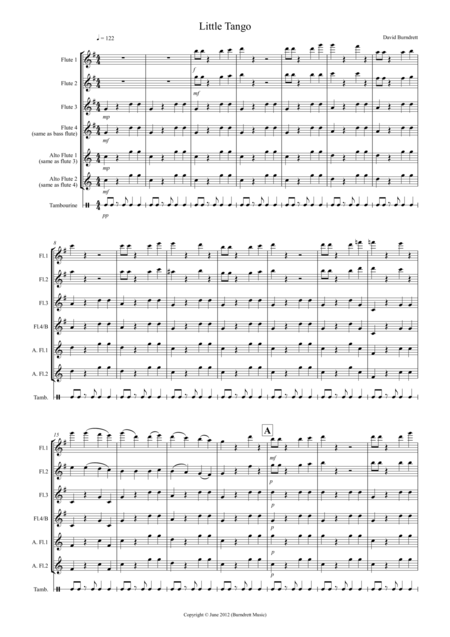 Little Tango For Beginning Flute Quartet Sheet Music