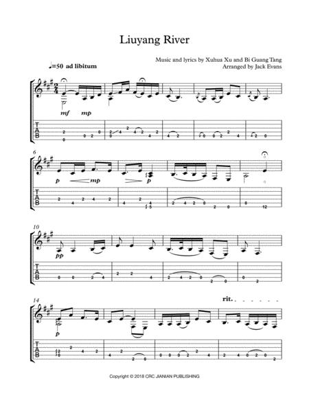 Free Sheet Music Liuyang River Solo Guitar