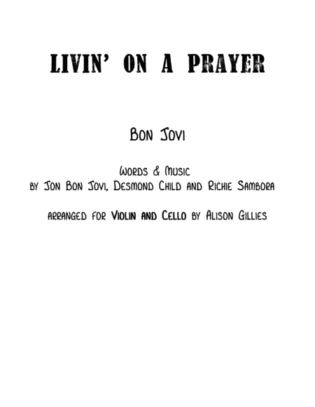 Livin On A Prayer String Duo Vln Vc Sheet Music