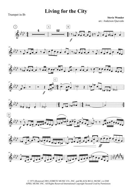 Free Sheet Music Living For The City Trumpet In Bb