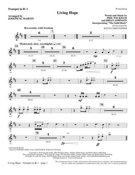 Free Sheet Music Living Hope Arr Joseph M Martin Bb Trumpet 1