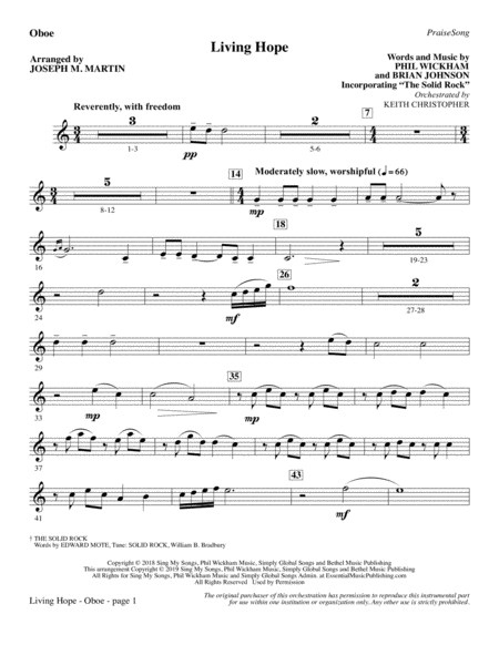 Free Sheet Music Living Hope Arr Joseph M Martin Oboe