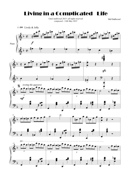 Free Sheet Music Living In A Complicated Life