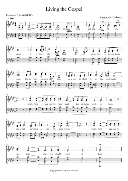 Free Sheet Music Living The Gospel