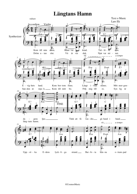 Free Sheet Music Lngtans Hamn