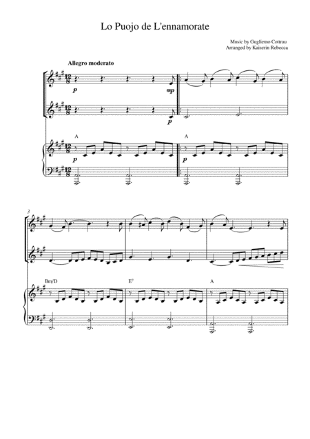 Lo Puojo De L Ennamorate The Young Man In Love Sheet Music