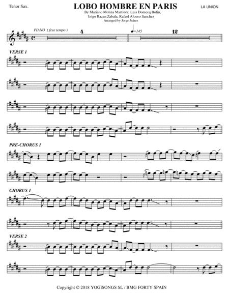 Free Sheet Music Lobo Hombre En Paris Tenor Sax