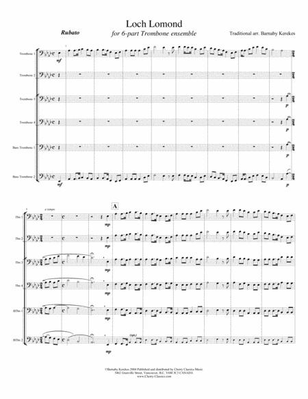 Loch Lomond For Trombone Ensemble Sheet Music