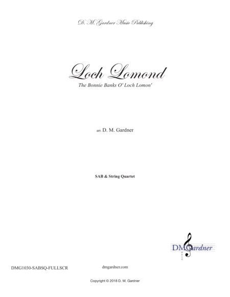 Loch Lomond Sab And String Quartet Opt Piano Sheet Music