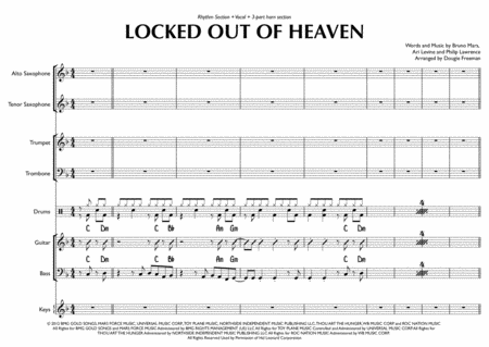 Locked Out Of Heaven Bruno Mars Pop Function Band Arrangement Sheet Music