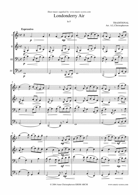 Londonderry Air Trio For Instruments In C Bb Or Eb Sheet Music