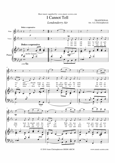 Free Sheet Music Londonderry Air Voice Flute And Piano Eb