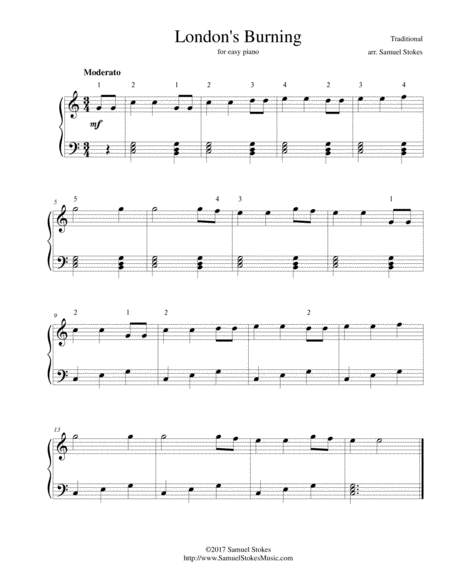 Free Sheet Music Londons Burning For Easy Piano