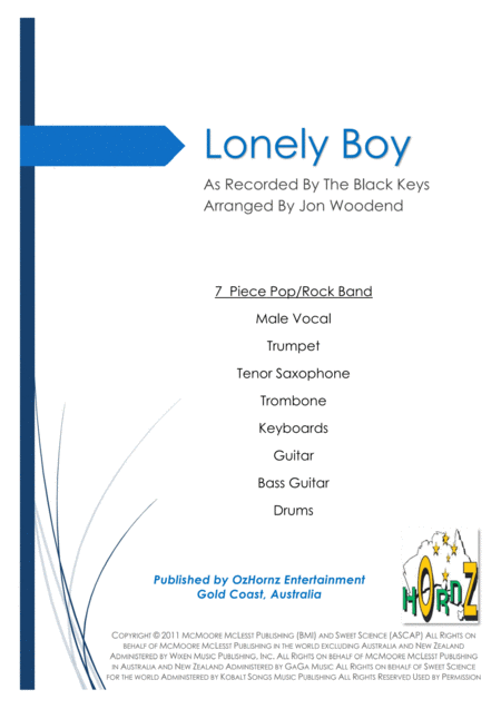 Free Sheet Music Lonely Boy 7 Piece Rock Band