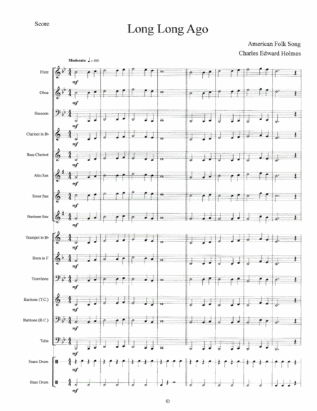 Long Long Ago Concert Band Set Sheet Music