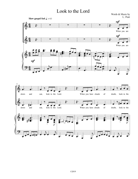 Free Sheet Music Look To The Lord