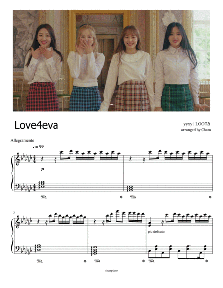 Free Sheet Music Loona Yyxy Love4eva Piano Arrangement