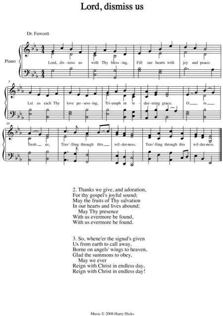 Free Sheet Music Lord Dismiss Us A New Tune To A Wonderful Old Hymn