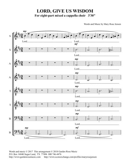 Lord Give Us Wisdom Choral Anthem Sheet Music